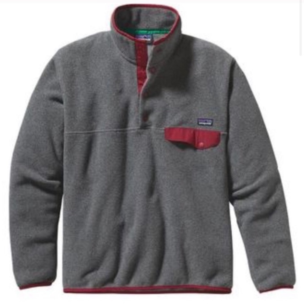 Patagonia Synchilla grey and maroon Fleece pullover